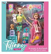 BAMBOLA 'TIFFANY' C/BIMBA CUCCIOLI E ACC  4 @      SNODABILE   SCATOLA-F