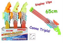 TUBO SPRUZZA ACQUA CM. 65 M/FUCILE 3/CAN  12 H  -MIN 2  C/MIRINO DISPLAY