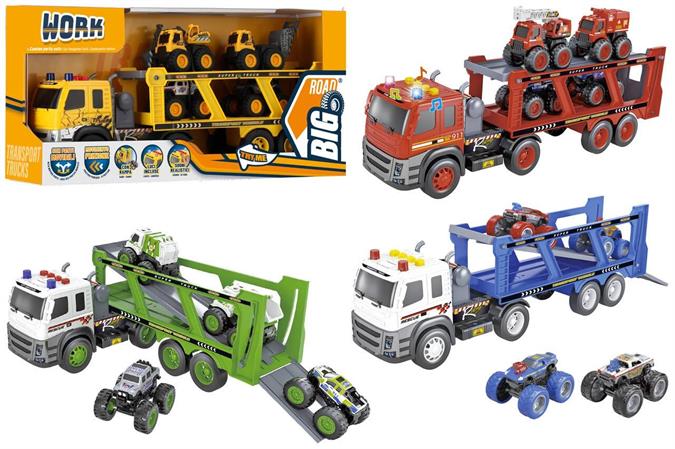 CAMION LUCI/SUONI PORTA AUTO A FRIZIONE 4/ASS 4 $              SCATOLA-M