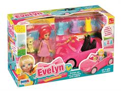 BAMBOLINA 'EVELYN' PLAYSET C/AUTO CABRIO 2/ASS 24 $            SCATOLA-F