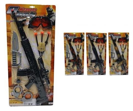FUCILE 'MILITARE' C/MASCHERA E ACCESSORI 3/ASS  36 $           BLISTER-M
