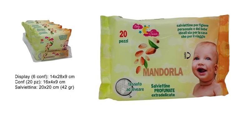 SALVIETTE DETERGENTI 'MANDORLA'  PZ.20    6 $      -MIN 6        DISPLAY