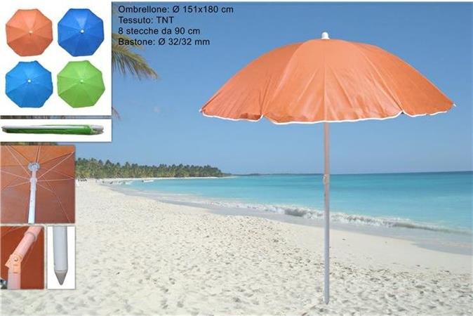 OMBRELLONE CM.180/8  TNT PA32 +SNOD T/UNIT  12 $  -MIN 2  4/COL SACC-PVC