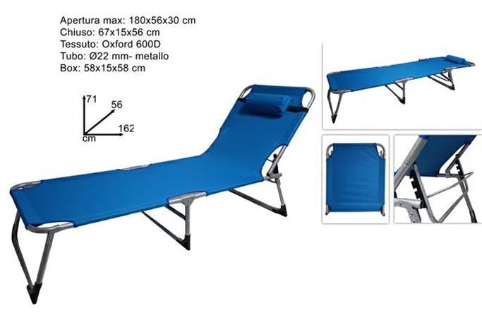 SEDIA LETTINO CM.180 TESS/OXFORD BLU ROYAL  1 E     TUBO 22   C/CUSCINO