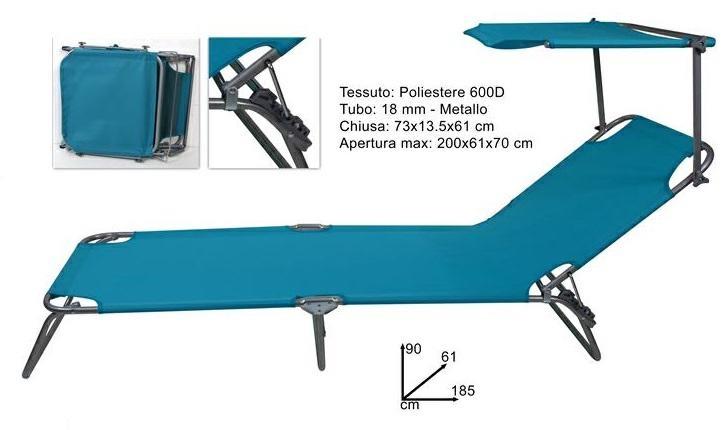 SEDIA LETTINO CM.200 TESS/POLIESTERE  AZZURRO  4 E    C/TETTO   TUBO 18