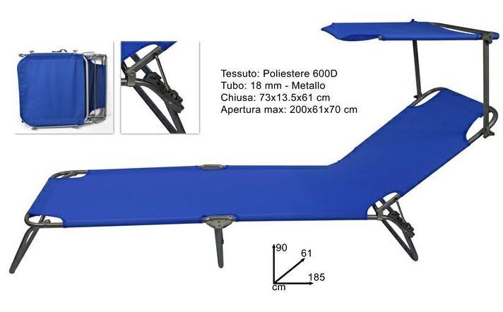 SEDIA LETTINO CM.200 TESS/POLIESTERE BLU  4 E      C/TETTO    TUBO 18