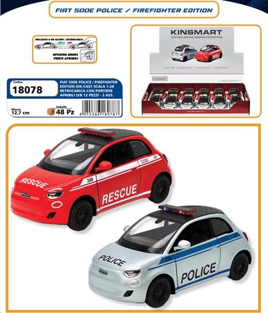 AUTO D-CAS 1/28 FIAT 500 E POLIZ/POMP R/CAR  12 $  -MIN 2      DISPLAY-M