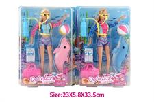 BAMBOLA 'LUCY' SNORKELING C/DELFINO E ACC 12 E     2/ASS       SCATOLA-F