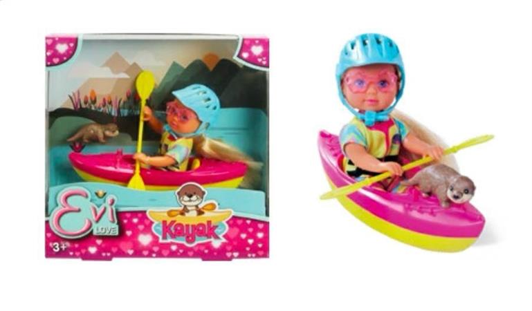BAMBOLA 'EVI LOVE' KAYAK C/CUCCIOLO DI LONTRA 6 E              SCATOLA-F