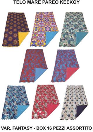TELO MARE PAREO KEEKOY CM. 90x170 COT/SPUG  16 E   C/PONPON    8/COLORI