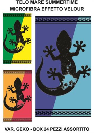 TELO MARE VELOUR CM.100x180 MICRO/SPUGNA  24 E    'GEKO'    3/COLORI