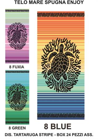 TELO MARE ENJOY CM. 90x165 SPUGNA 'TARTARUGA'  24 E   3/COLORI    STRIPE