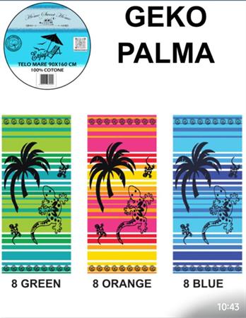 TELO MARE ENJOY CM. 90x165 SPUGNA 'GEKO PALMA'  24 E   3/COLORI