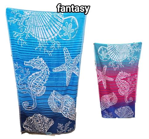 TELO MARE ENJOY CM. 90x165 SPUGNA 'FANTASY' 2/COL     24 $