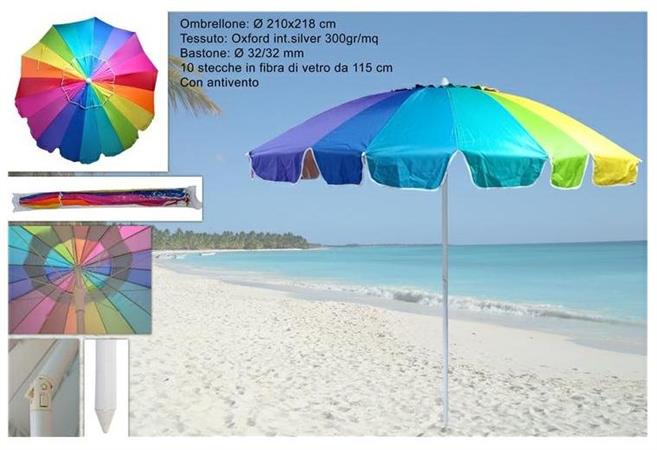 OMBRELLONE CM.220/10 OXFORD PA32 +SNOD INTERNO SILVER  6 £   MULTICOLOR