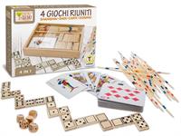GIOCO SHANGHAI DADI CARTE DOMINO C/COFANETTO 24 £  - 4 IN 1 - LEGNO