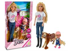 BAMBOLA 'DEA' MAMMA C/FIGLIA E PONY    12 £                    SCATOLA-F