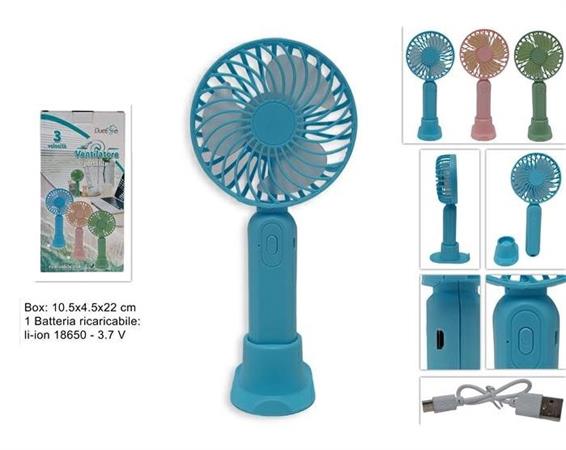 VENTILATORE PORTATILE RICAR. 3 VELOCITA' 3/COL  24 $   -MIN 3    SCATOLA