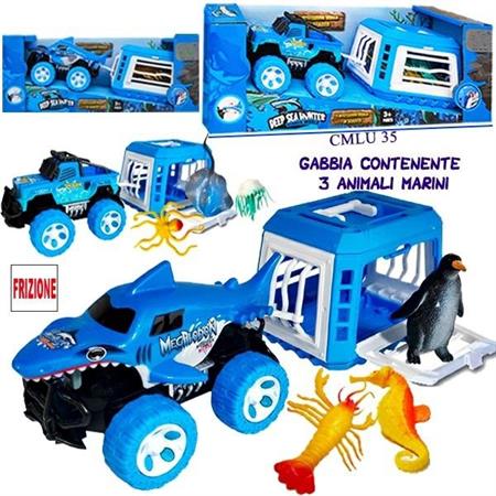 AUTO MONSTER A FRIZIONE C/GABBIA 3 PESCI 24 £      2/ASS       SCATOLA-M