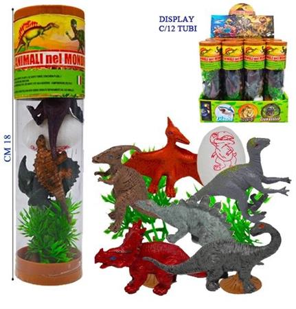 ANIMALI DINOSAURI IN TUBO CM. 18 C/ACCESSORI 12 £              DISPLAY-M