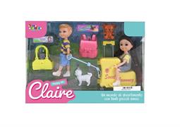 BAMBOLA 'CLAIRE' C/AMICO CUCCIOLI E ACC 8 £       SNODABILE    SCATOLA-F