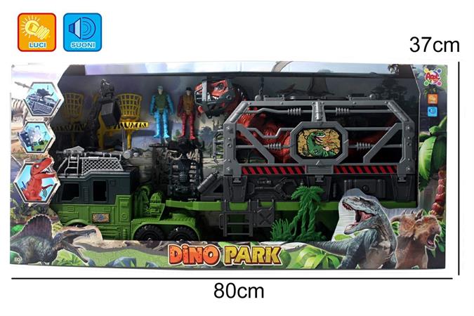 CAMION 'MEGA' C/GABBIA DINOSAURO T-REX LUC/SUO 4 £   80 CM.    SCATOLA-M
