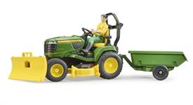 BRUDER TRATTORE 'JOHN DEERE' TOSAERBA C/RIMORCHIO 327x107 6 £  SCATOLA-M