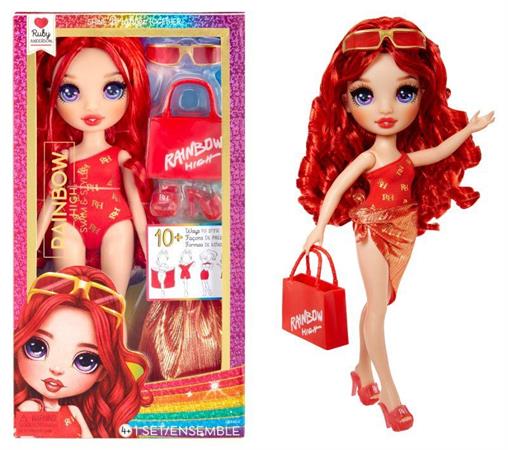 BAMBOLA 'RAINBOW HIGH' RUBY SWIM & STYLE 1 £       RED         SCATOLA-F