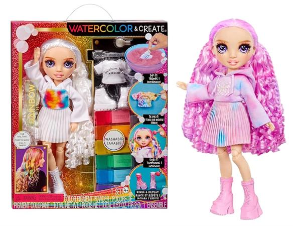 BAMBOLA 'RAINBOW HIGH' WATERCOLOR & CREATE PURPLE EYES 1 £     SCATOLA-F