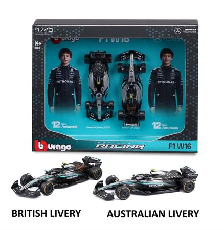 AUTO D-CAS 1/43 'MERCEDES' 2 PACK W16 ANTONELLI 6 £   BURAGO   SCATOLA-M