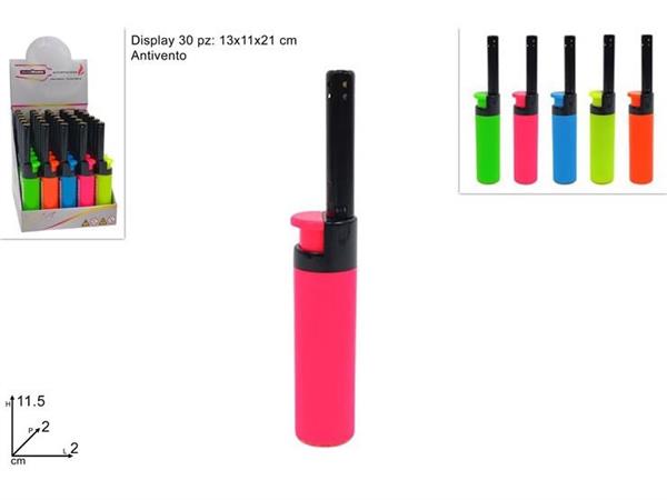 ACCENDIGAS 'CLASSICO' 5/COLORI ANTIVENTO   24 £    -MIN 24       DISPLAY