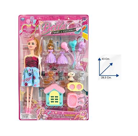BAMBOLA 'BELLA' C/BIMBA E CUCCIOLI +ACC 24 £                   BLISTER-F