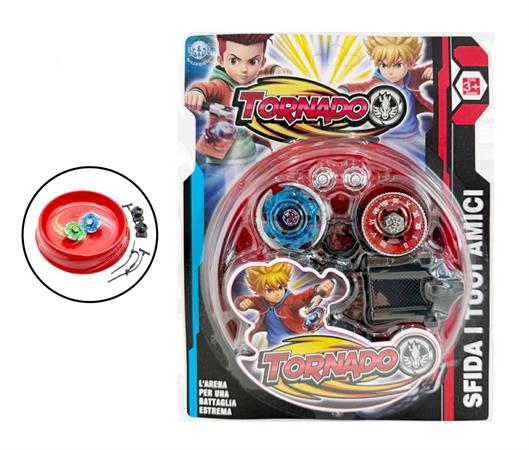 GIOCO TROTTOLE 'TORNADO' C/ARENA E LANCIATORE 36 £   2/ASS     BLISTER-X