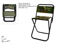SEDIA SGABELLO CM. 43 PIEGHEVOLE 'MILITARE'   20 =    CON SCHIENALE