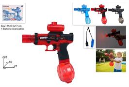 PISTOLA ACQUA CM. 22 'FLUO' A BATTERIA 3/ASS 12 =    -RICARICA USB