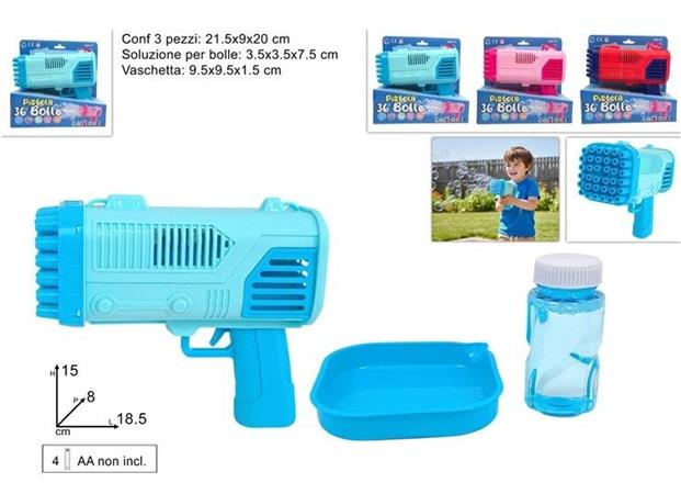 PISTOLA BOLLE LUCI/SUONI C/100 ML 3/ASS 24 =                   SCATOLA-X