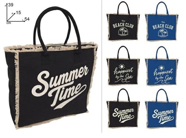 BORSA MARE CM.39x54 IN COTONE CON SCRITTA  24 =    2/COL -3/ASS