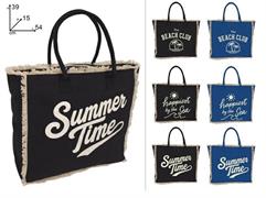 BORSA MARE CM.39x54 IN COTONE CON SCRITTA  24 =    2/COL -3/ASS