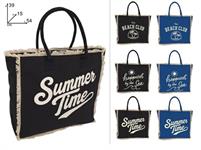 BORSA MARE CM.39x54 IN COTONE CON SCRITTA  24 =    2/COL -3/ASS
