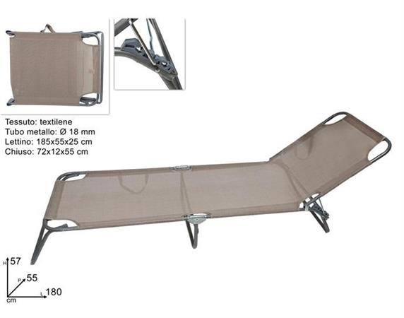 SEDIA LETTINO CM.180 TESS/TEXTILENE TORTORA   4 =    TUBO 18