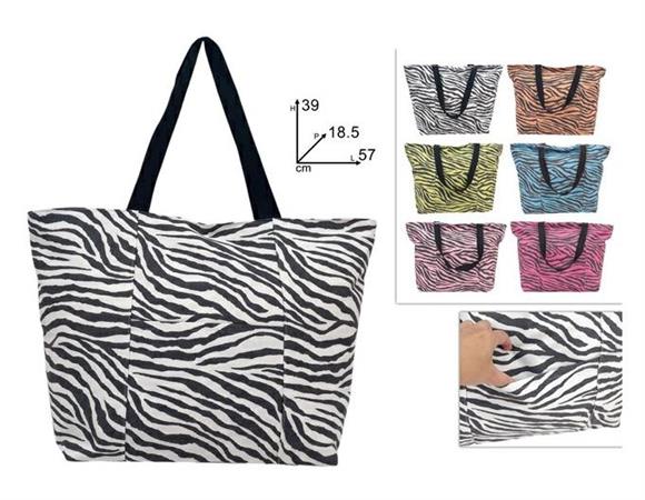 BORSA MARE CM.39x57 CANVAS 'ZEBRATA' 6/ASS  18 =