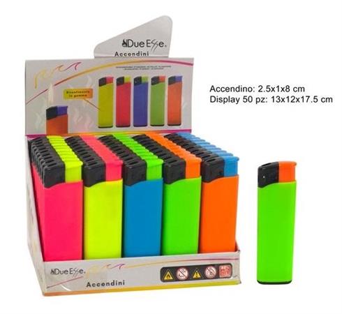 ACCENDINO 'COLORATO FLUO' GOMMA 5/ASS  50 =        -MIN 50       DISPLAY