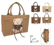 BORSA MARE CM.33x23 'ORSETTO' EFFETTO PAGLIA 24 =   4/ASS