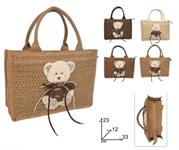 BORSA MARE CM.33x23 'ORSETTO' EFFETTO PAGLIA 24 =   4/ASS
