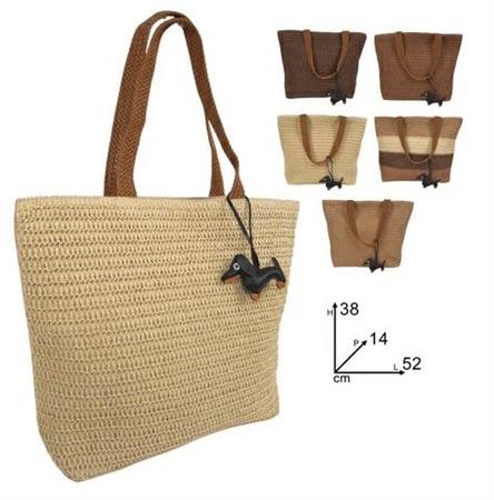 BORSA MARE CM.52x38 C/CIONDOLO CANE PAGLIA 12 =   -5/ASS