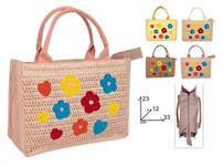BORSA MARE CM.23x33 EFFETTO PAGLIA C/FIORI 24 =   -4/ASS