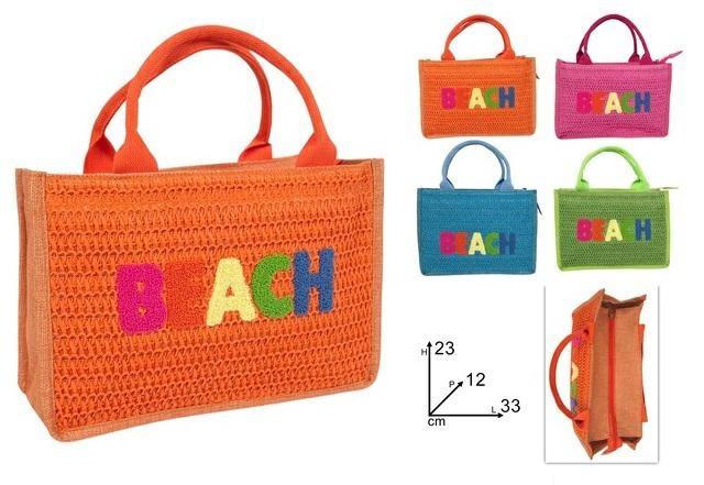 BORSA MARE CM.23x33 EFFETTO PAGLIA C/SCRITTA 24 =   -4/ASS