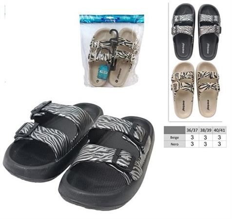 CIABATTE DUS DONNA 36/41 'ZEBRATE' 2/COL 18 =   -MIN 18   DOPPIA FIBBIA
