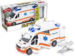 AMBULANZA C/BARELLA LUCI/SUONI A FRIZIONE  6 =                 SCATOLA-M