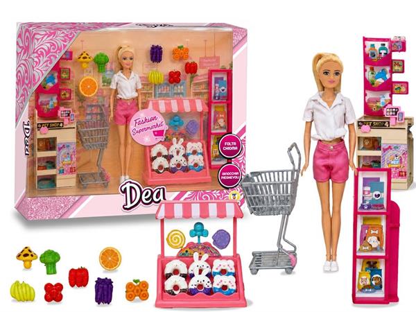 BAMBOLA 'DEA' SUPERMARKET C/ACCESSORI 6 =                      SCATOLA-F